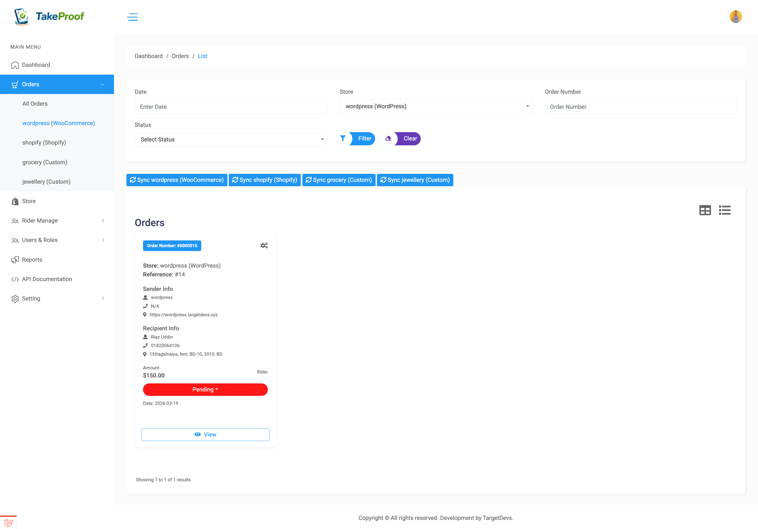 woocommerce Orders